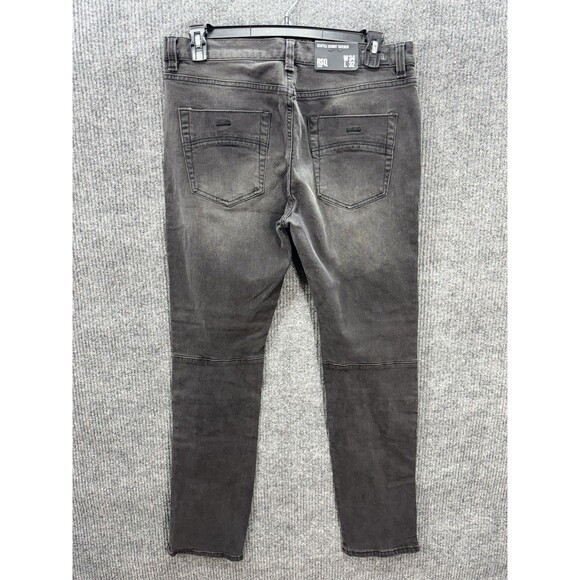 RSQ Moto Jeans Mens 34x32 Black Seattle Skinny Tapered Zipper Accent Stretch NEW - Picture 4 of 12